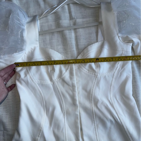 ASOS sheer puff sleeve corset hook and eye‎ clasps long sleeve top size 10 fairy - Picture 6 of 8